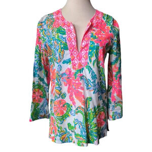 LILLY PULITZER Amelia Island Tunic S Casa Marina Cotton Women's Top